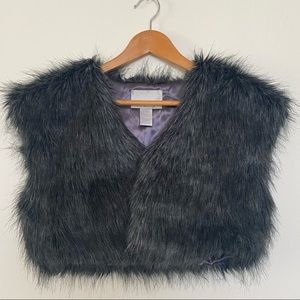 Spiegel Faux Fur Black Vest with purple-ish satin liner